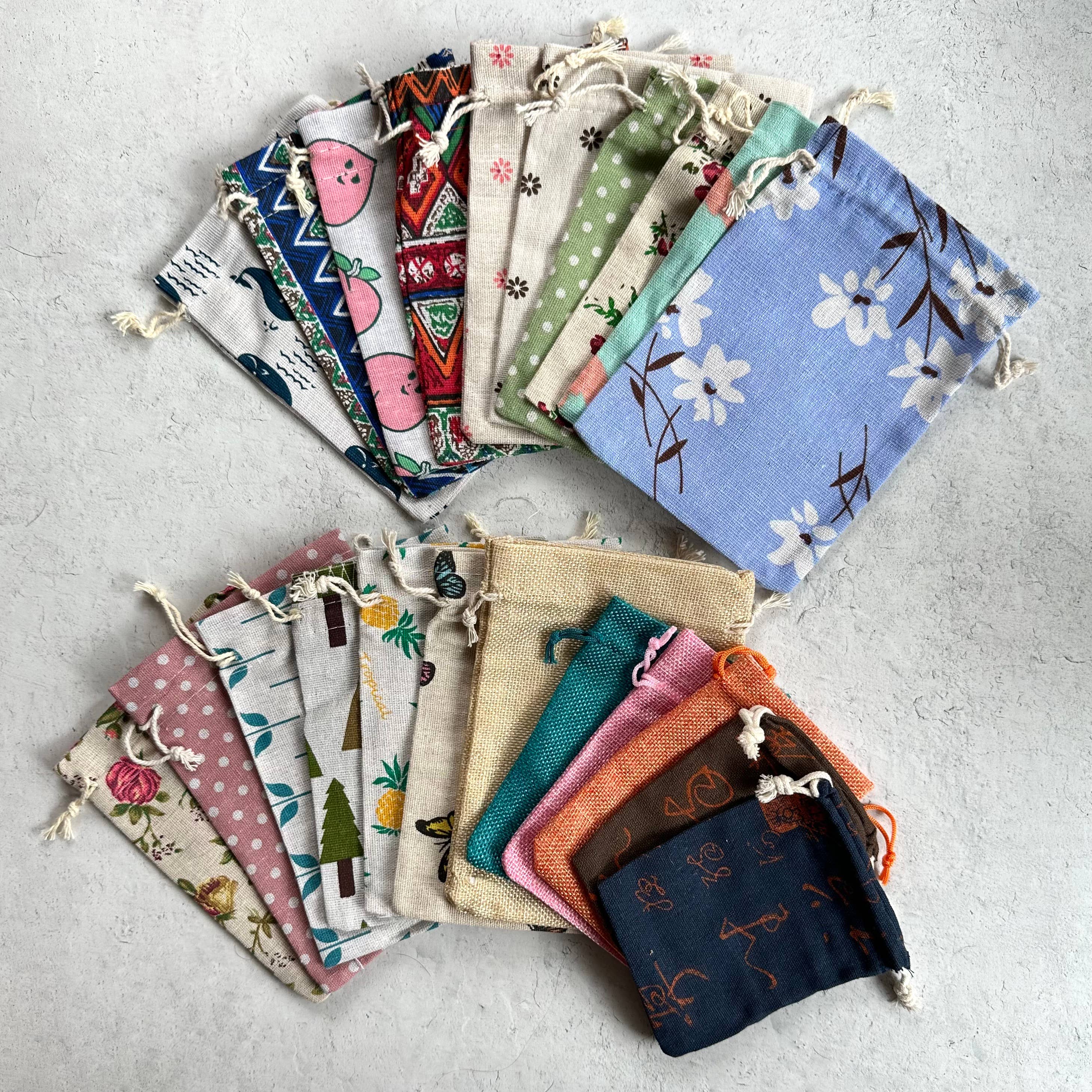 Drawstring Fabric Crystal Gift Pouch - Random Assortment