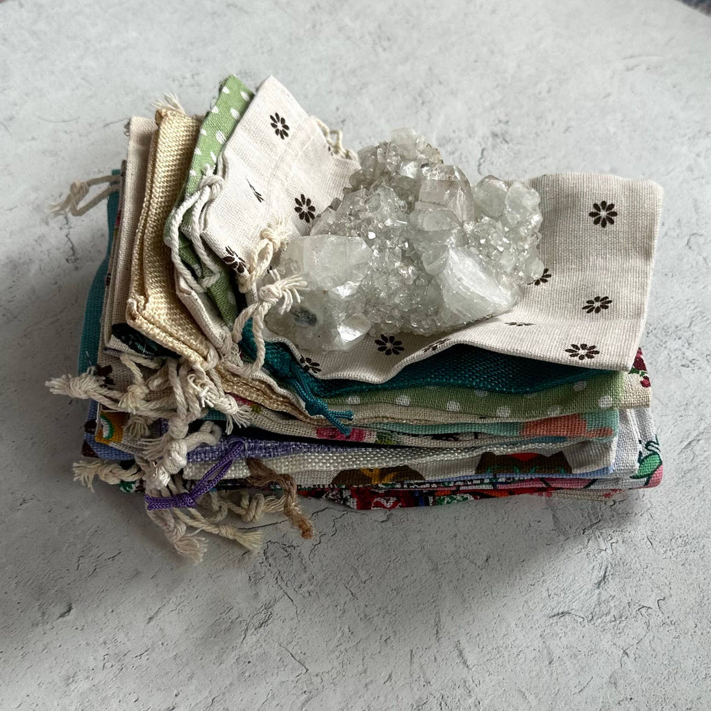Drawstring Fabric Crystal Gift Pouch - Random Assortment
