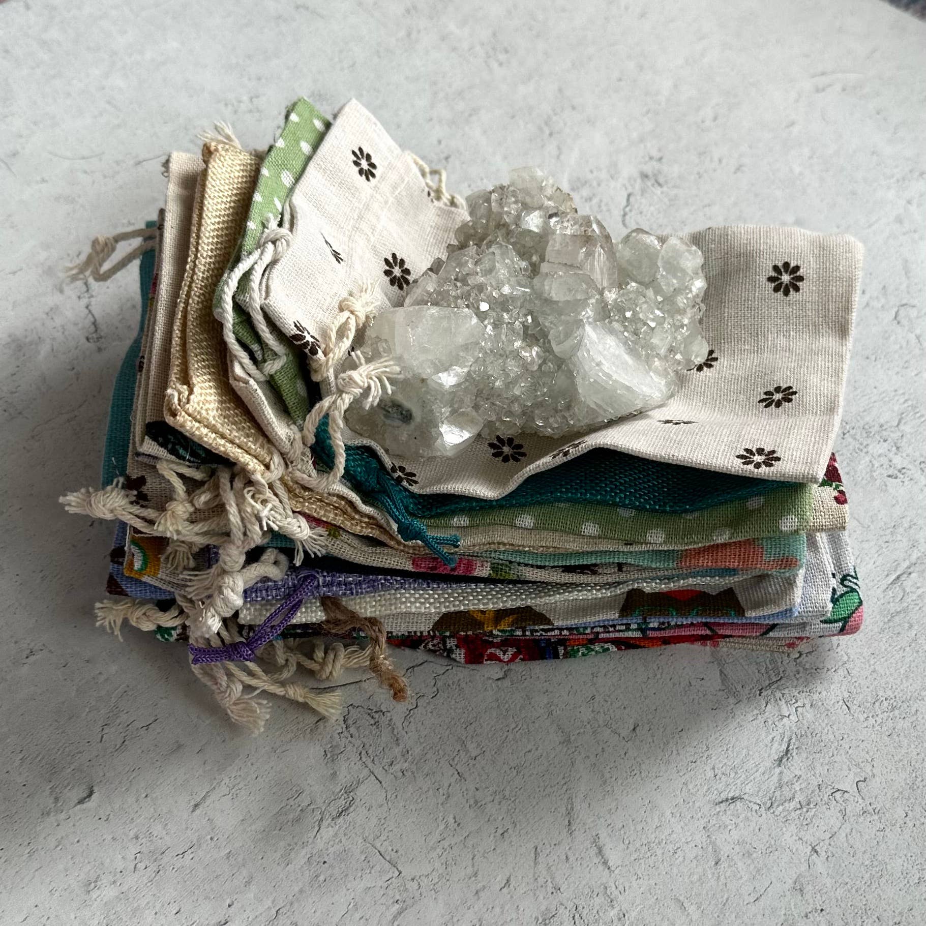 Drawstring Fabric Crystal Gift Pouch - Random Assortment